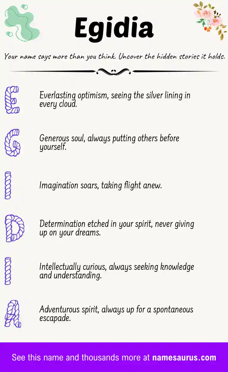 Acrostic poem about Egidia.