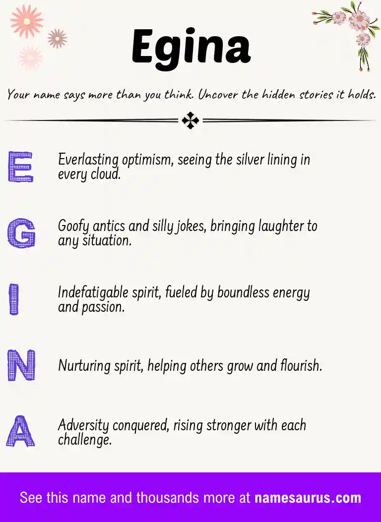 Acrostic poem about Egina.