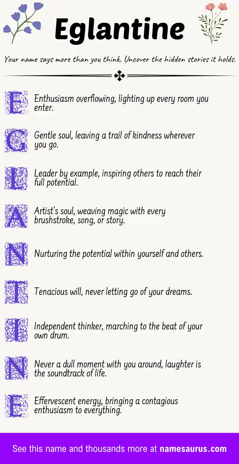 Acrostic poem about Eglantine.