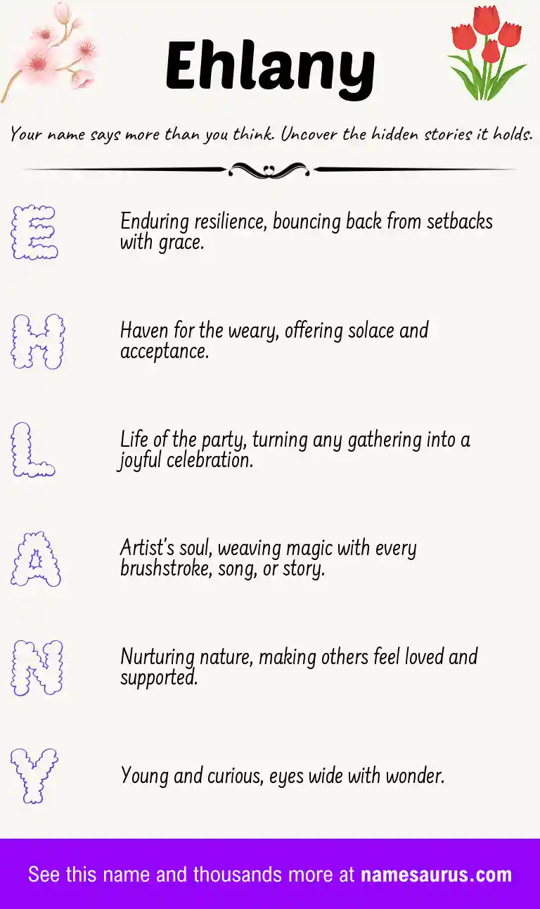 Acrostic poem about Ehlany.