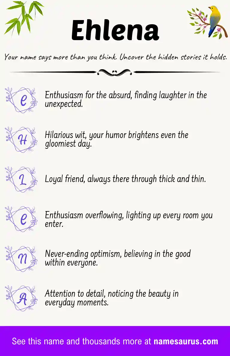 Acrostic poem about Ehlena.