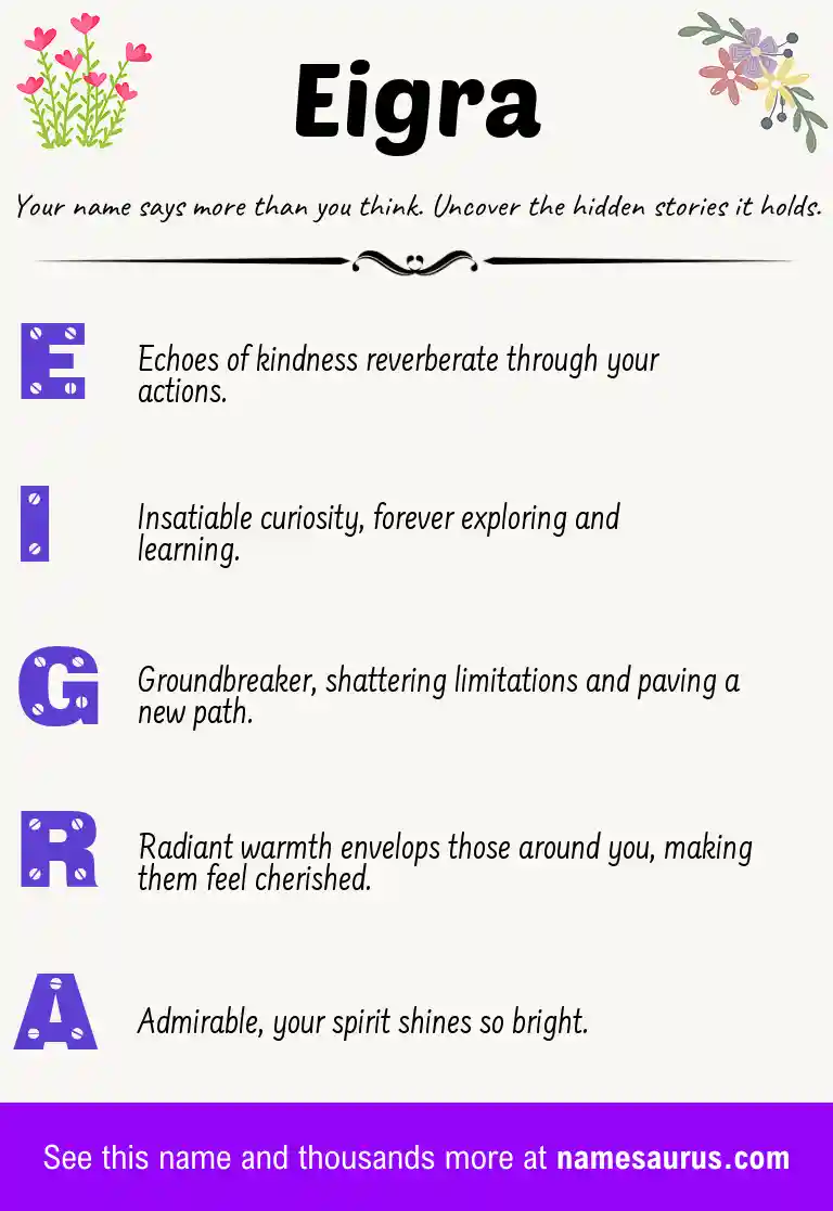 Acrostic poem about Eigra.