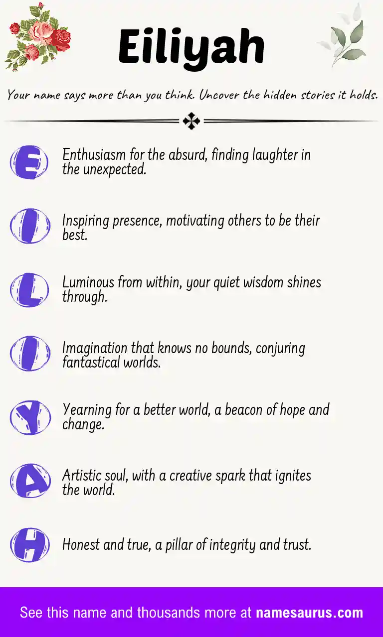 Acrostic poem about Eiliyah.