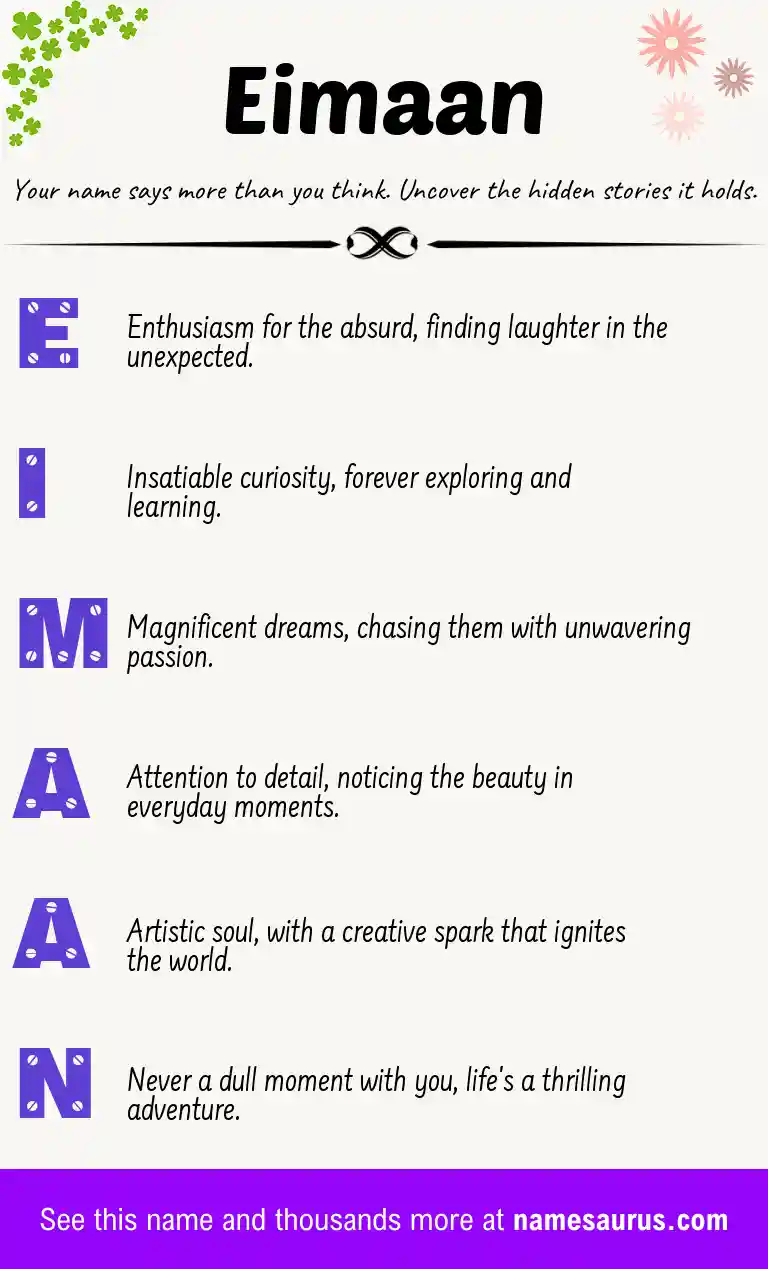 Acrostic poem about Eimaan.
