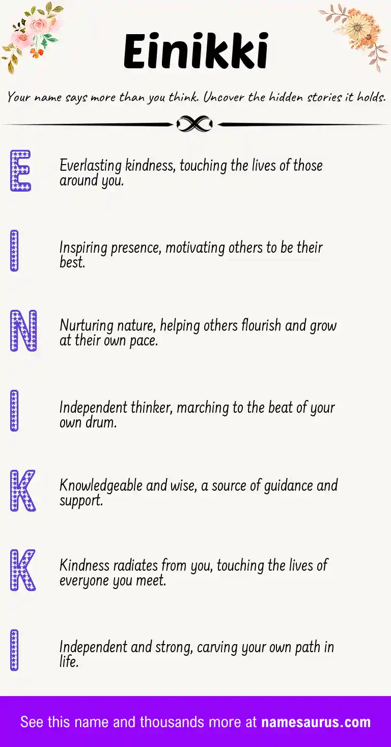 Acrostic poem about Einikki.
