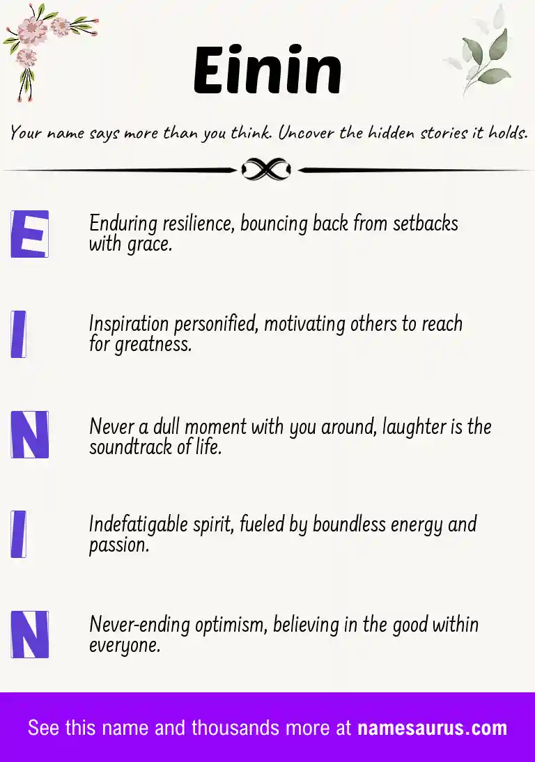 Acrostic poem about Einin.
