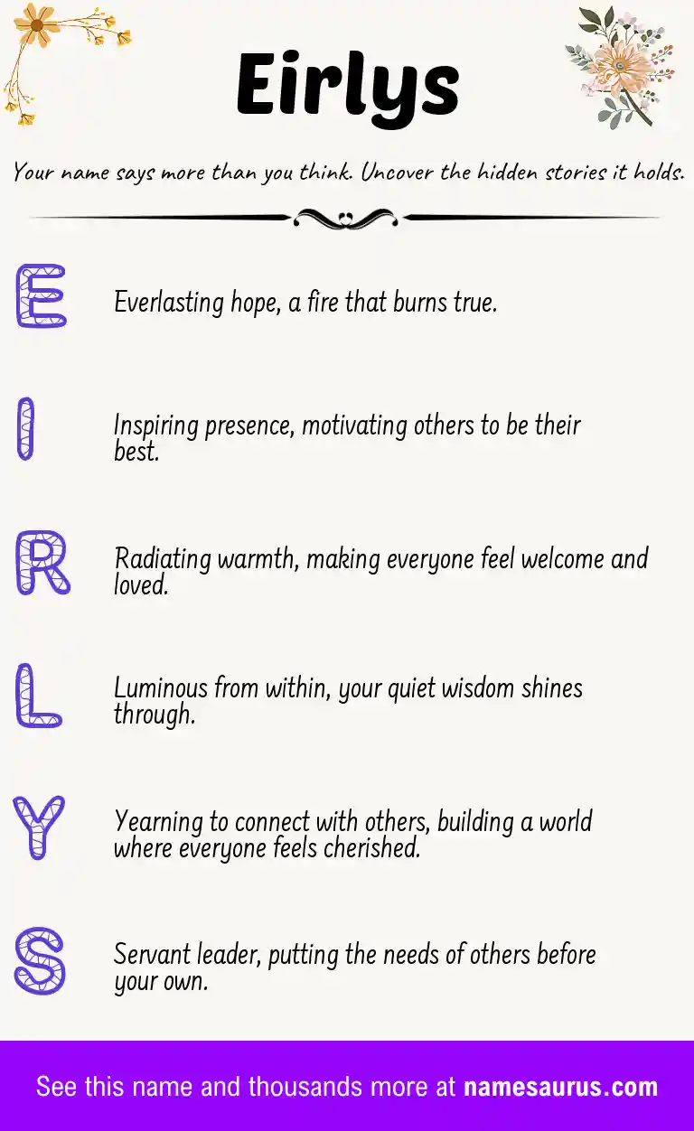 Acrostic poem about Eirlys.