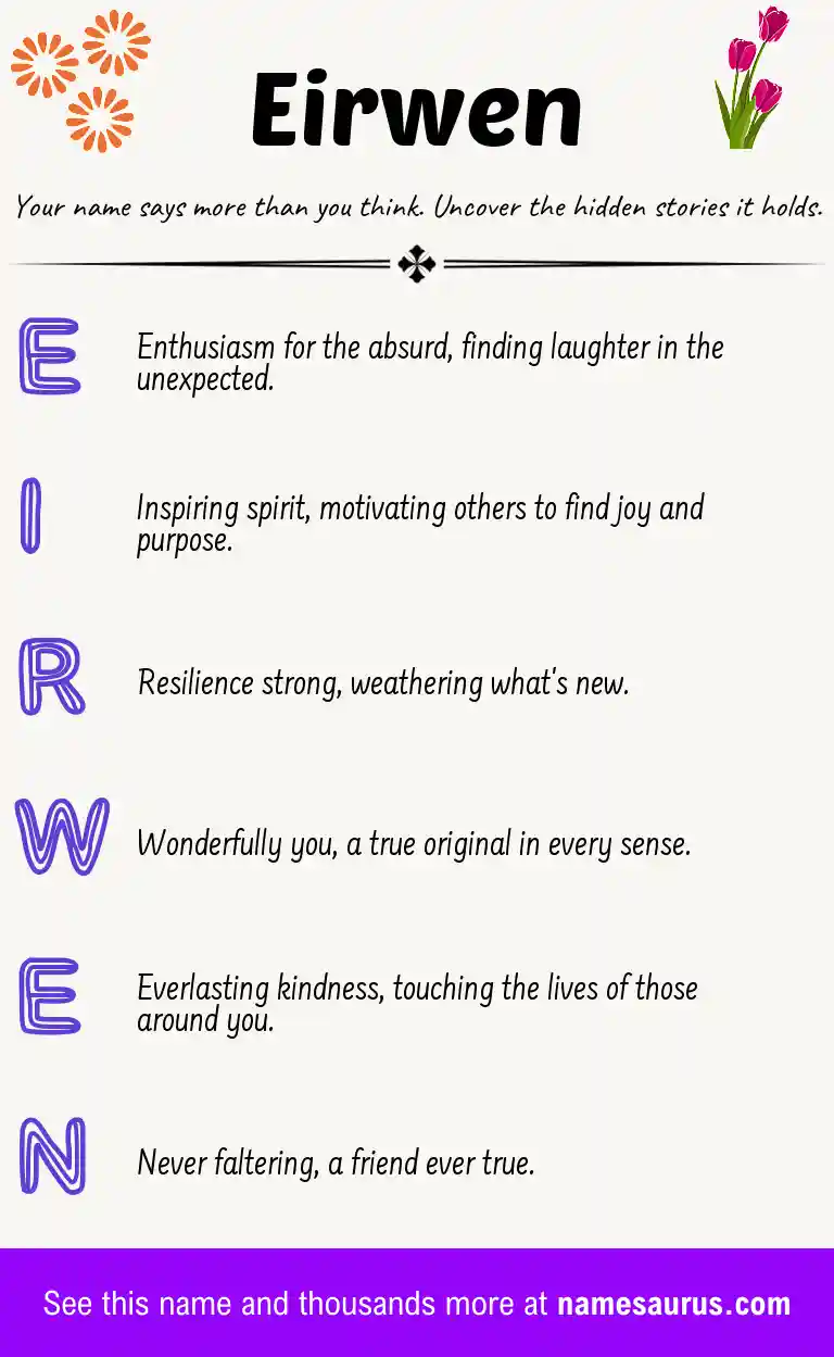 Acrostic poem about Eirwen.