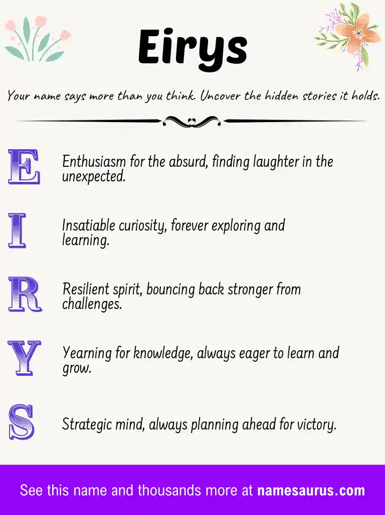 Acrostic poem about Eirys.