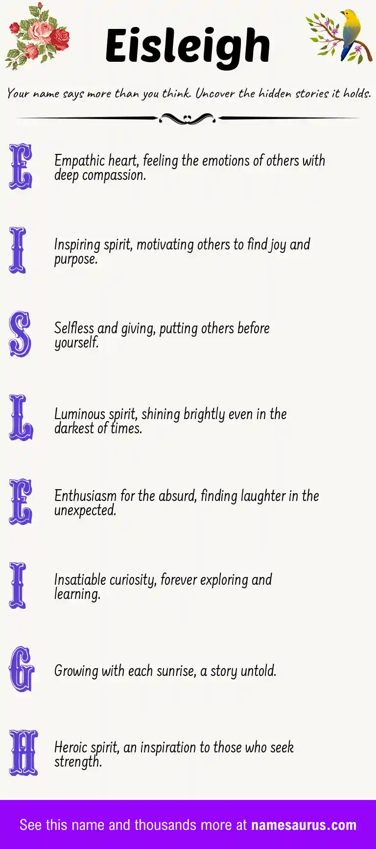 Acrostic poem about Eisleigh.