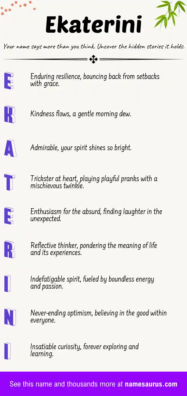Acrostic poem about Ekaterini.