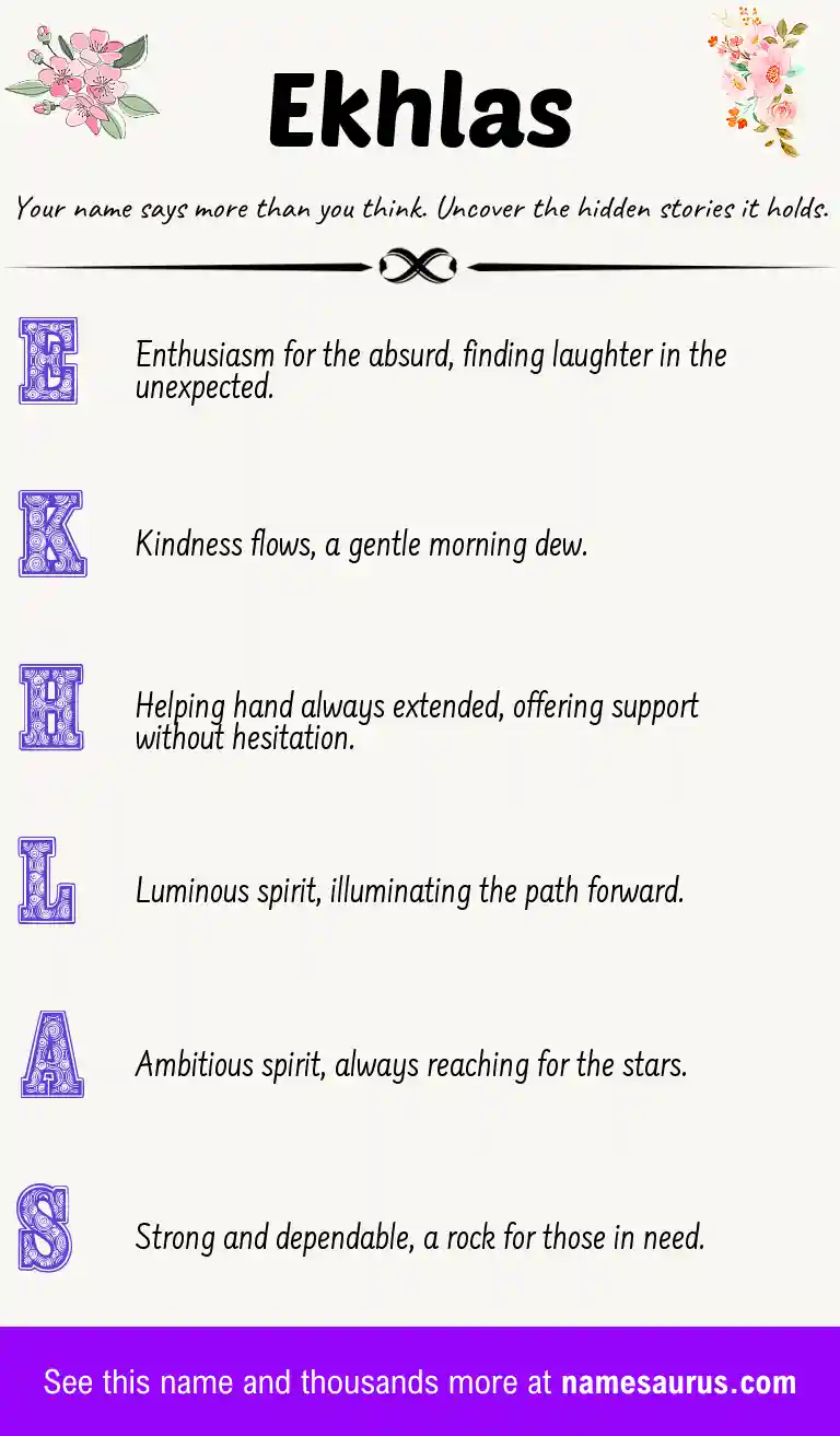 Acrostic poem about Ekhlas.