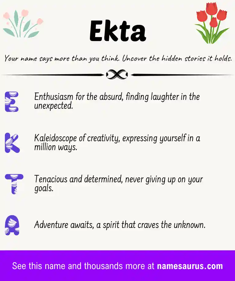 Acrostic poem about Ekta.