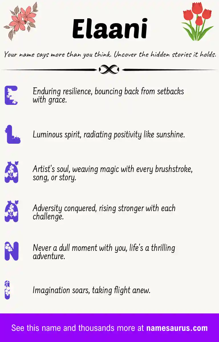 Acrostic poem about Elaani.