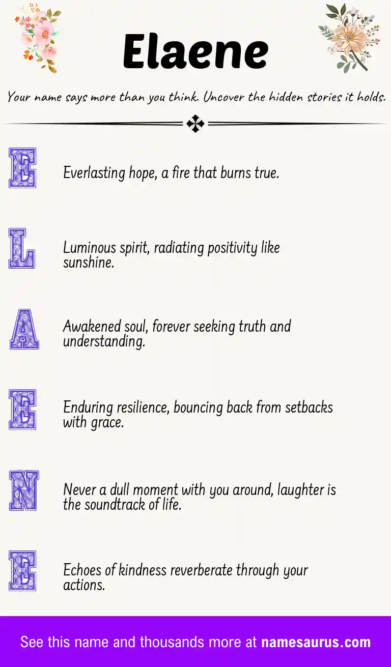 Acrostic poem about Elaene.