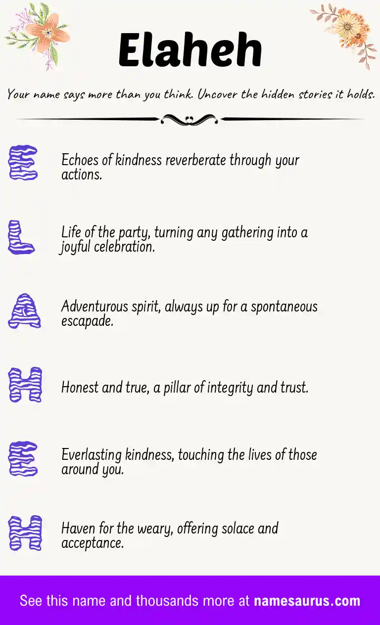 Acrostic poem about Elaheh.