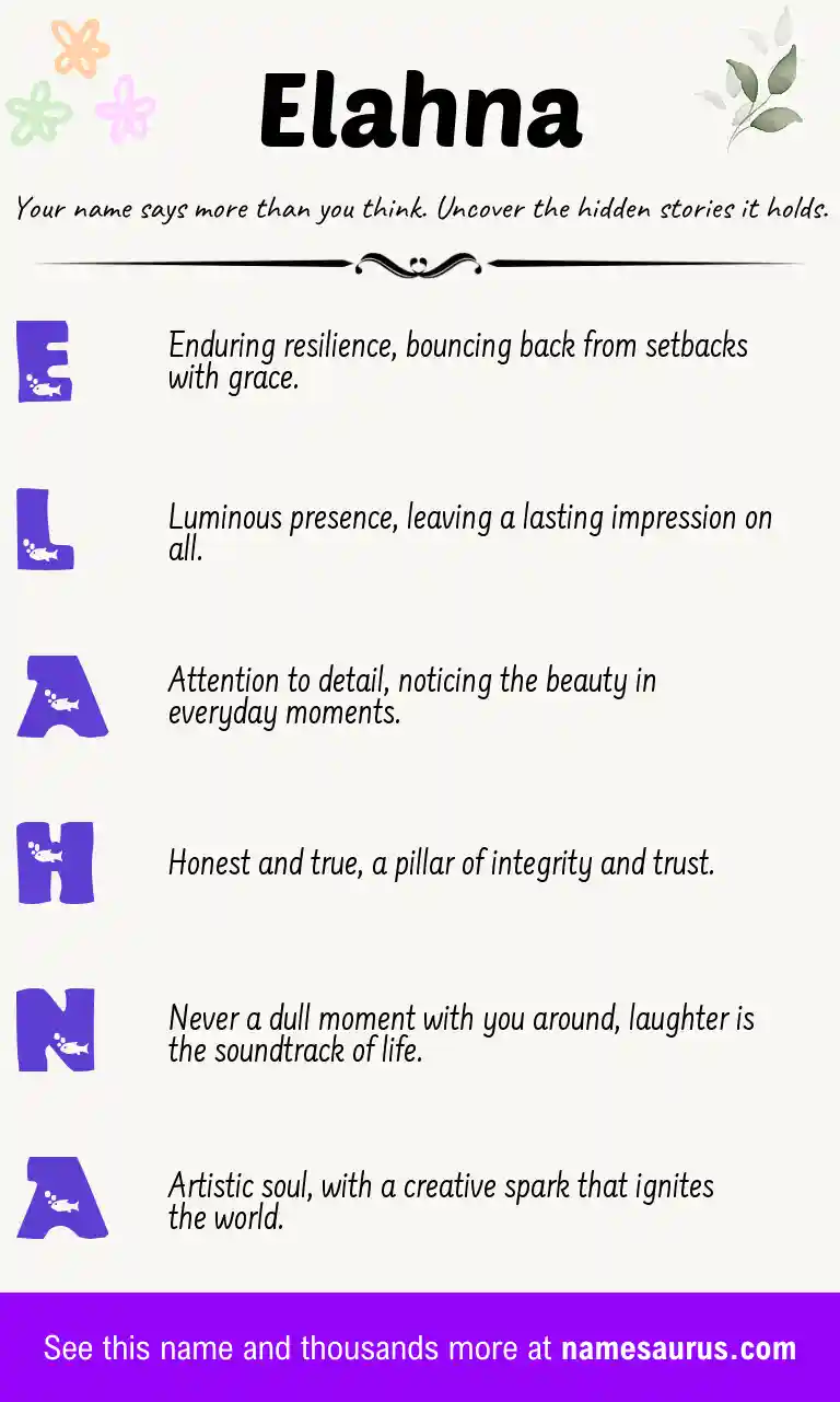 Acrostic poem about Elahna.