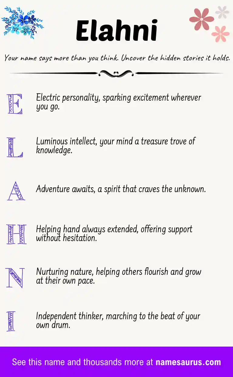 Acrostic poem about Elahni.