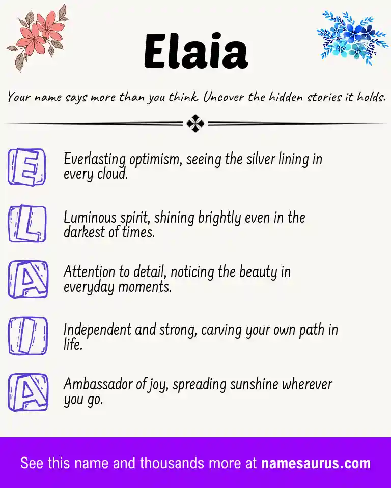Acrostic poem about Elaia.