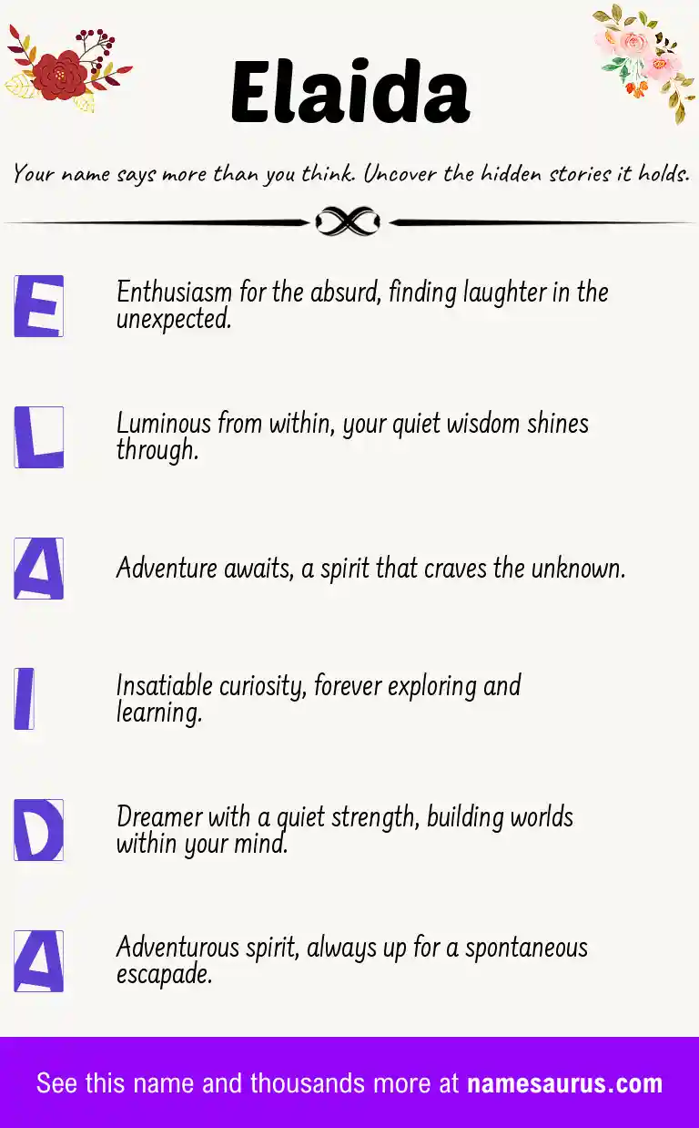 Acrostic poem about Elaida.