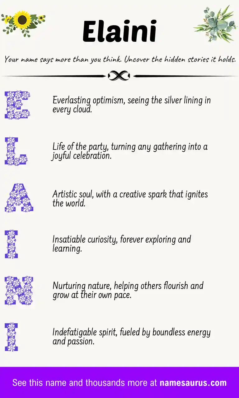 Acrostic poem about Elaini.