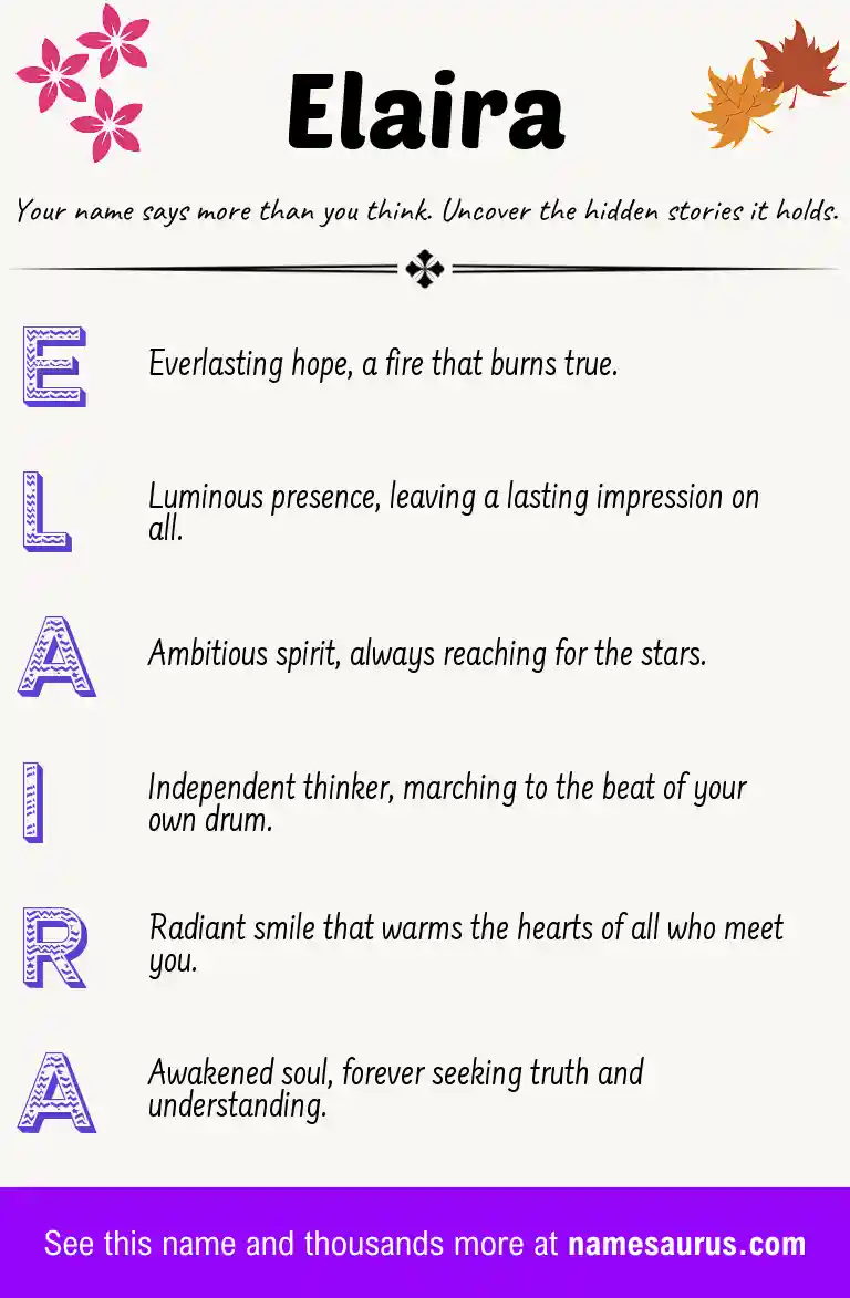Acrostic poem about Elaira.