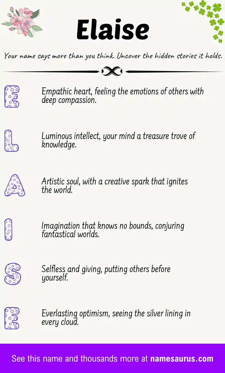 Acrostic poem about Elaise.