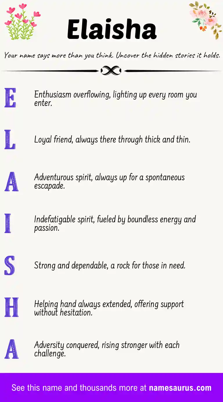 Acrostic poem about Elaisha.