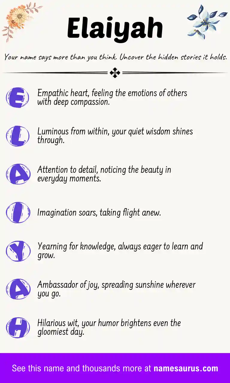 Acrostic poem about Elaiyah.
