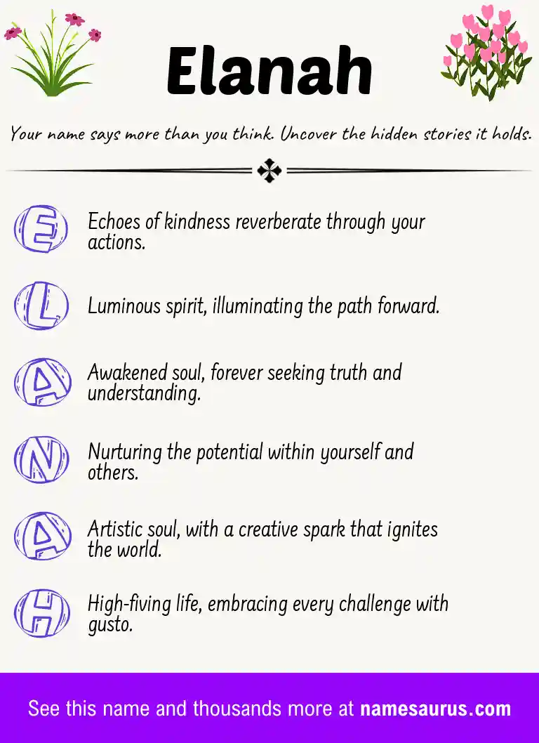Acrostic poem about Elanah.