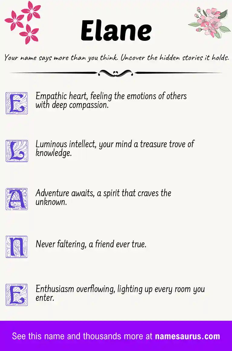 Acrostic poem about Elane.
