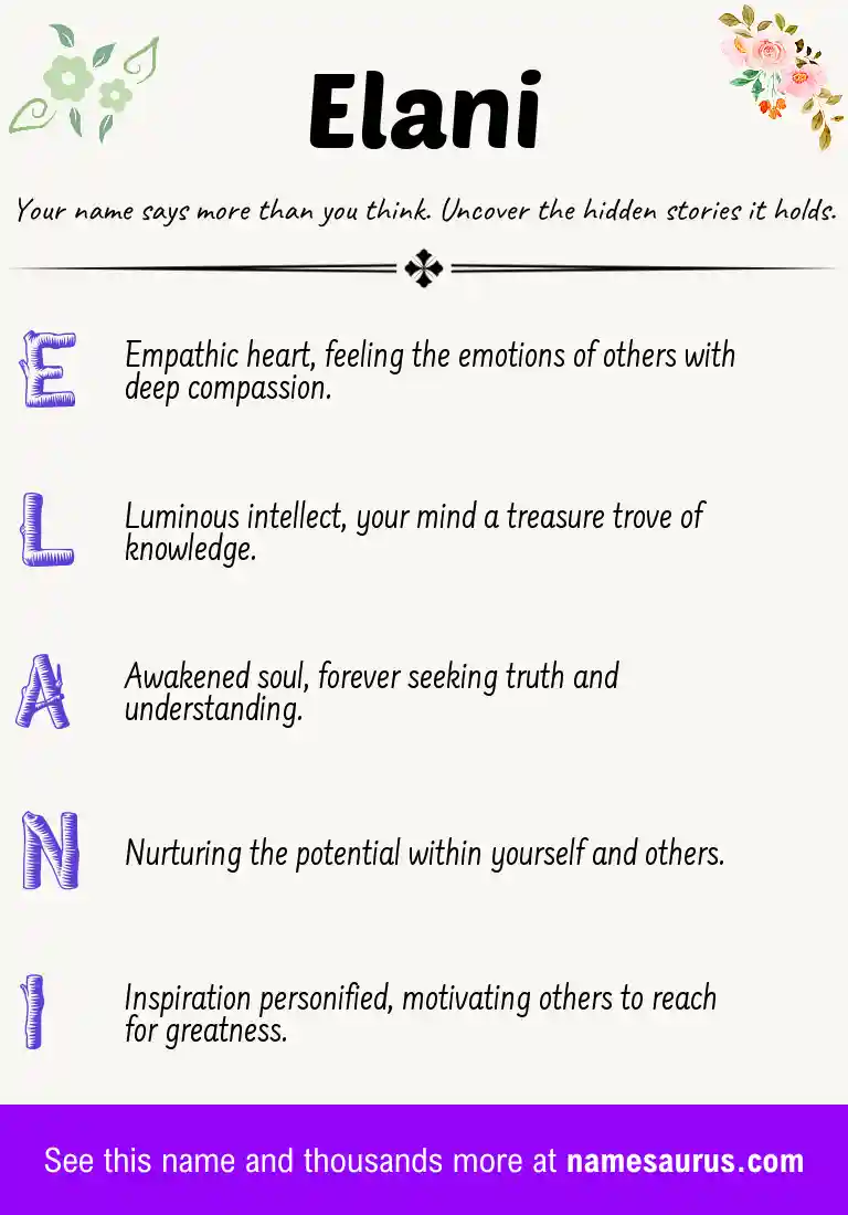 Acrostic poem about Elani.