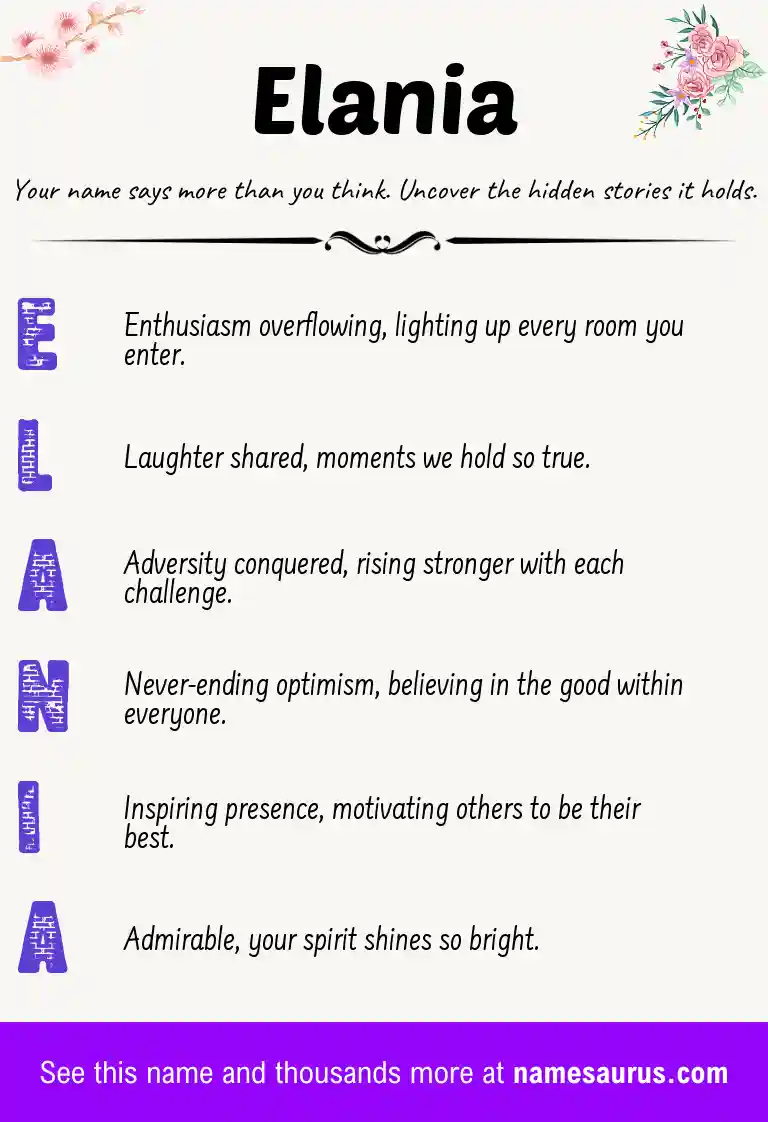 Acrostic poem about Elania.