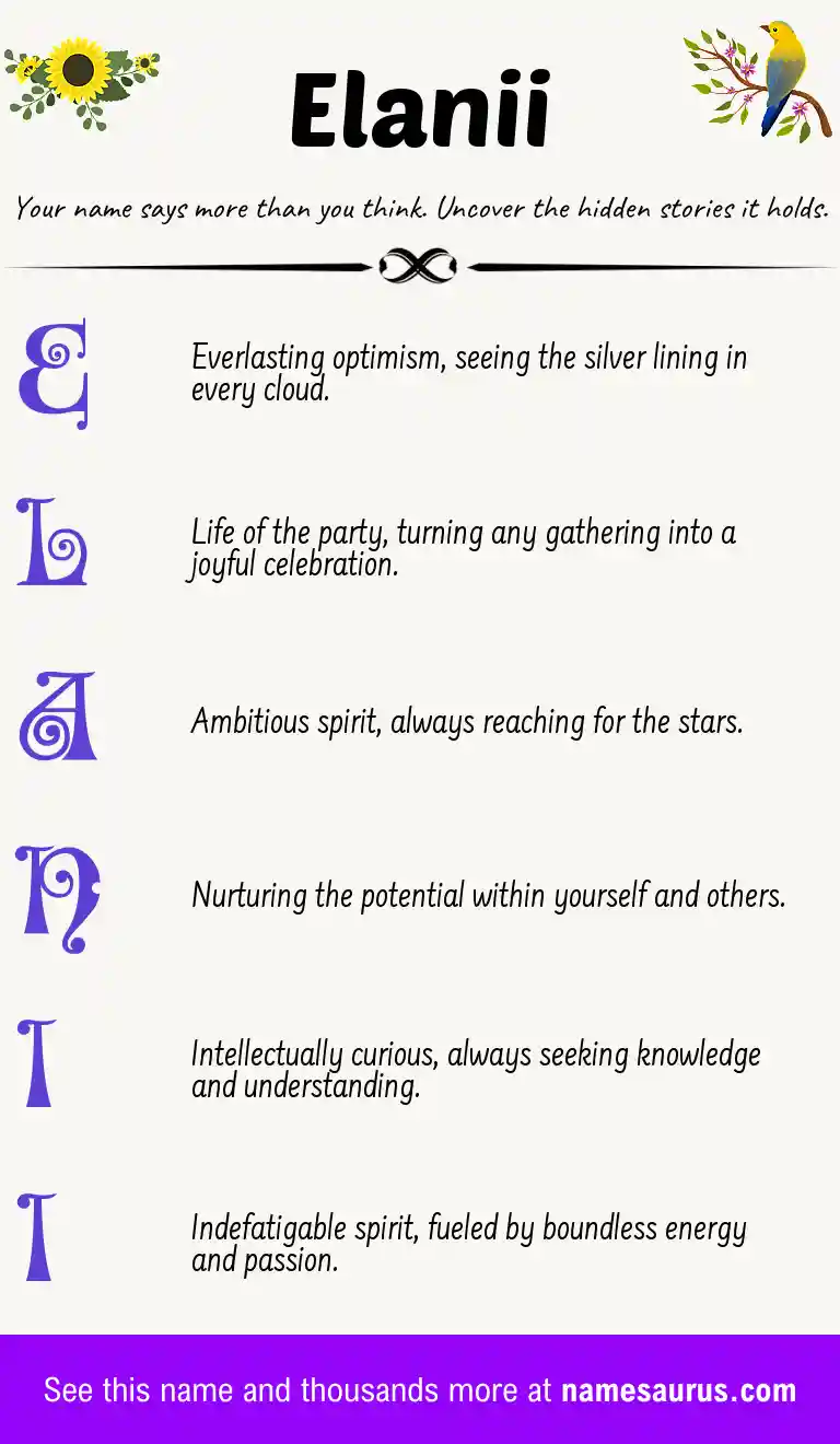 Acrostic poem about Elanii.