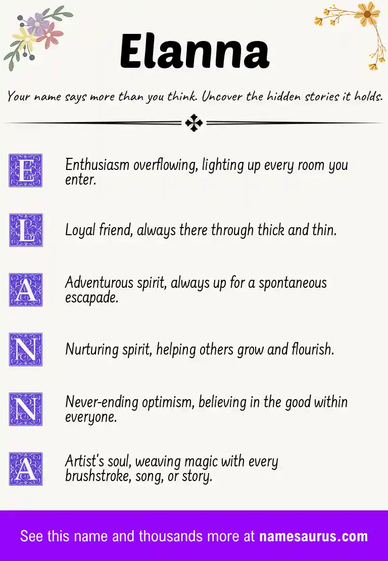 Acrostic poem about Elanna.