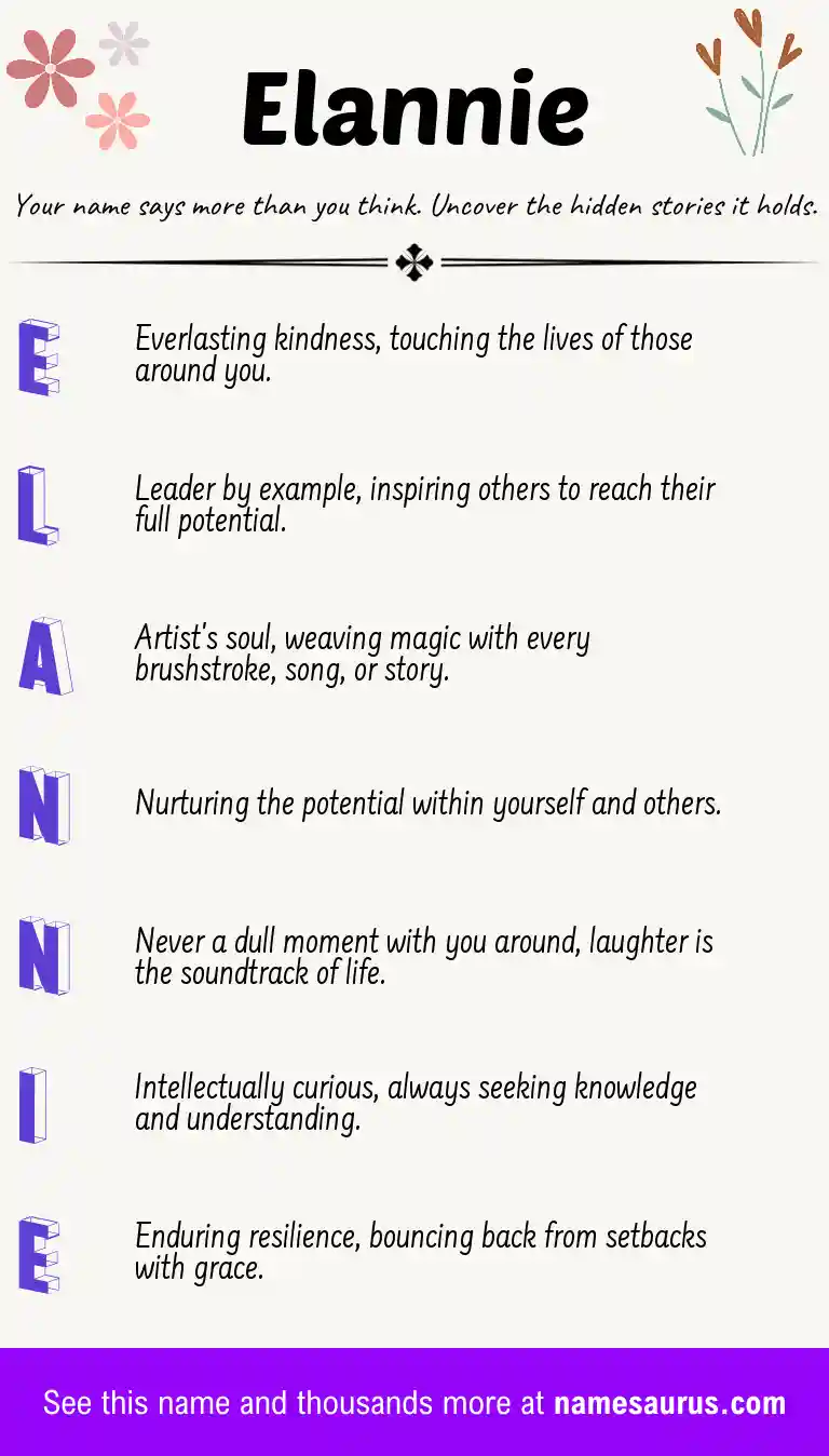 Acrostic poem about Elannie.