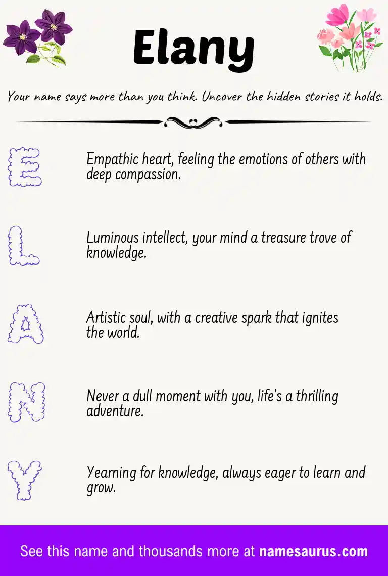 Acrostic poem about Elany.