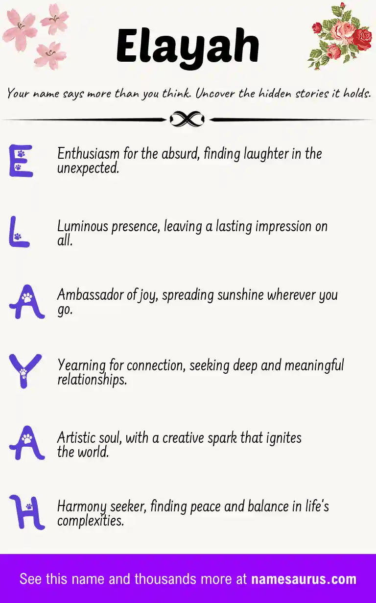 Acrostic poem about Elayah.