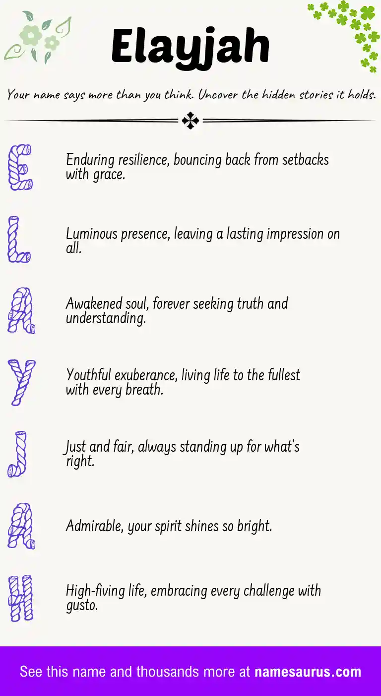 Acrostic poem about Elayjah.