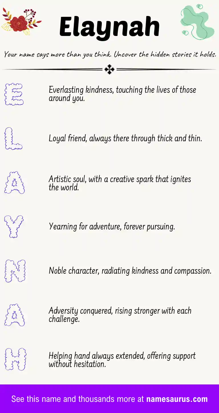 Acrostic poem about Elaynah.