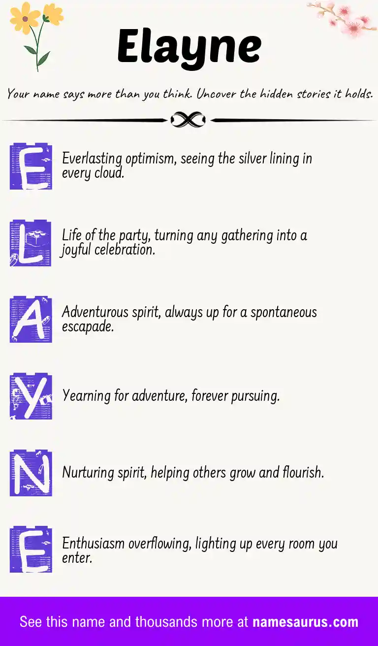 Acrostic poem about Elayne.
