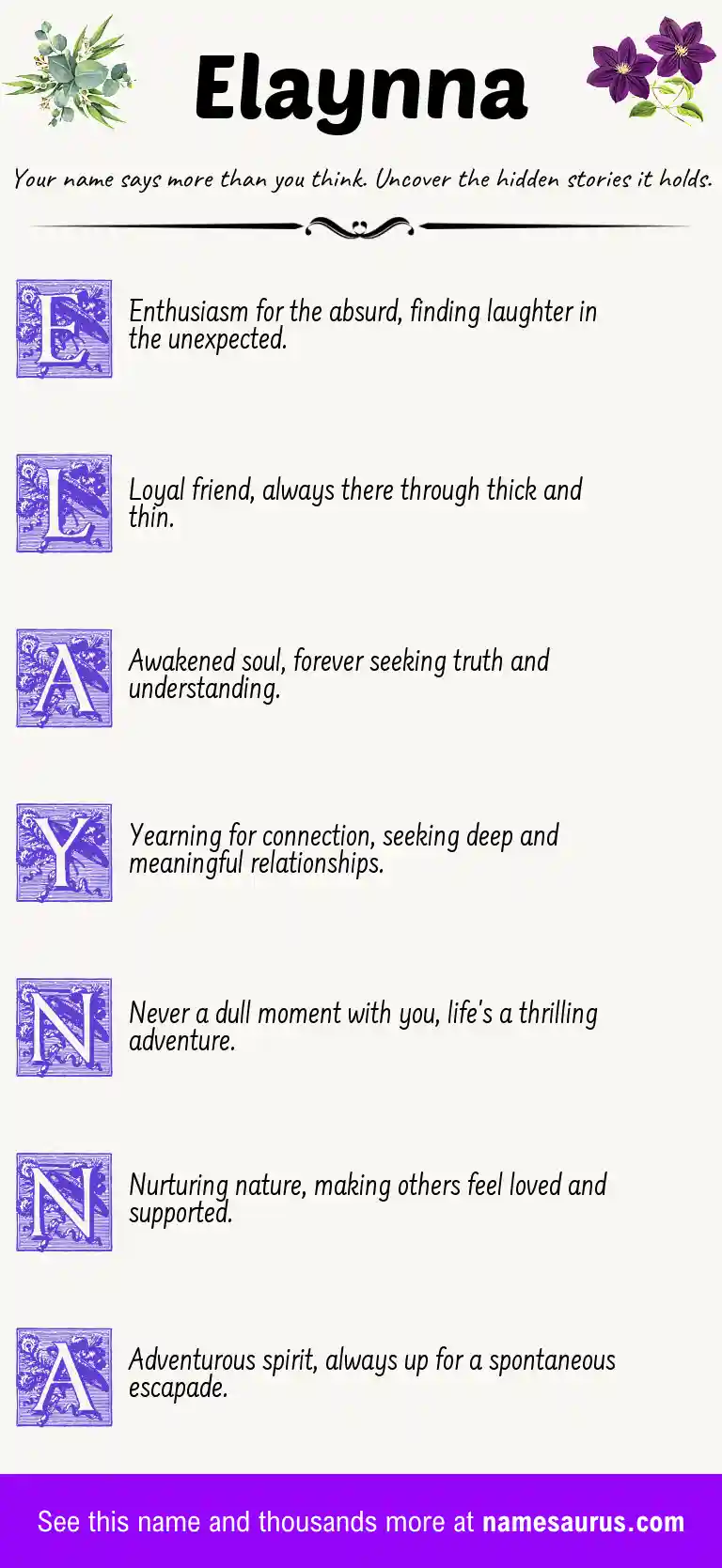 Acrostic poem about Elaynna.