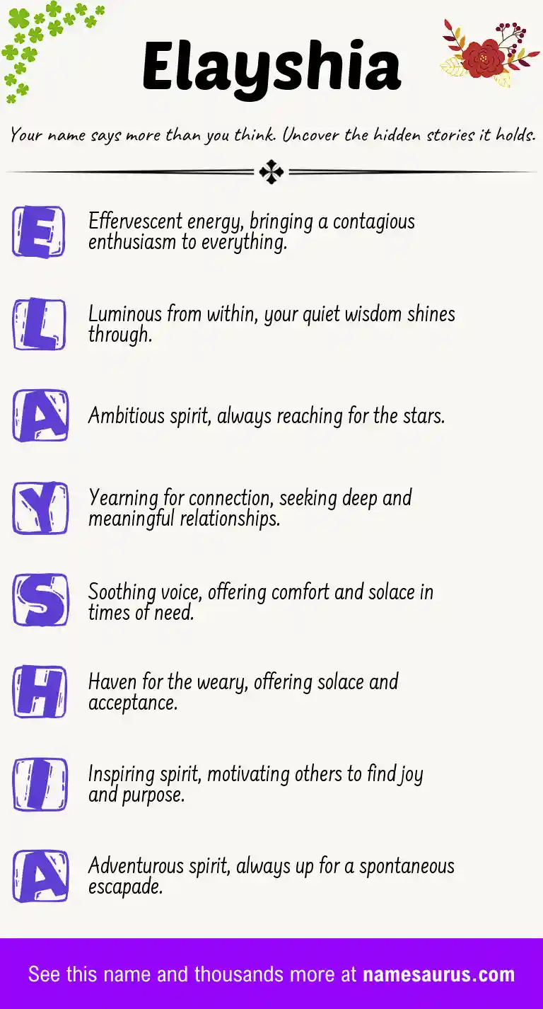 Acrostic poem about Elayshia.