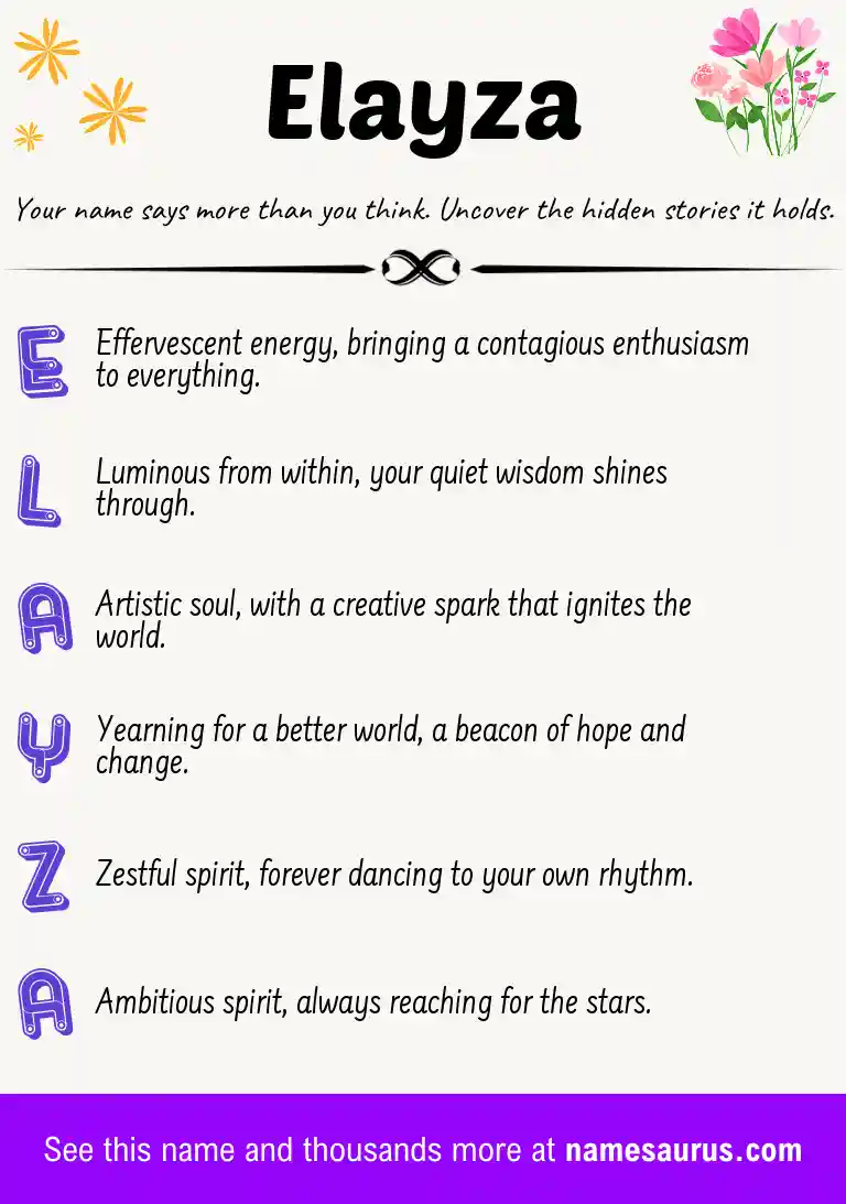 Acrostic poem about Elayza.