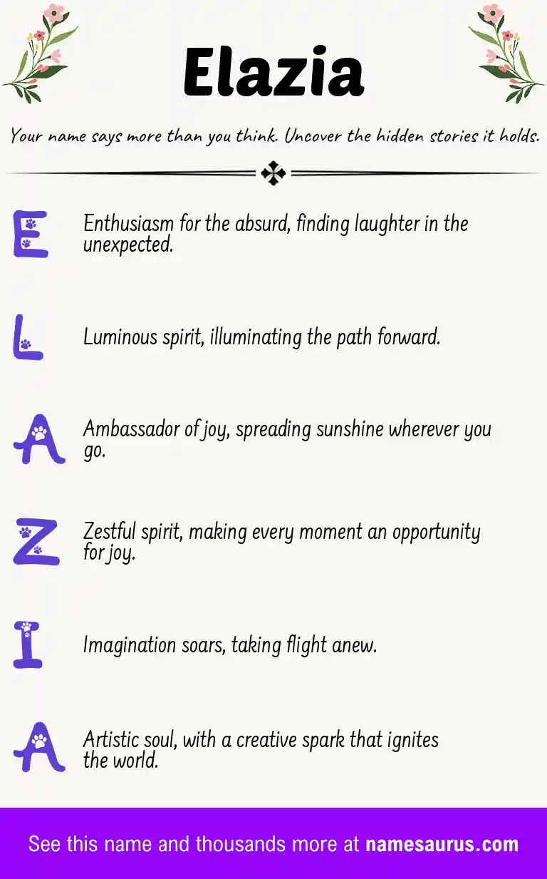 Acrostic poem about Elazia.