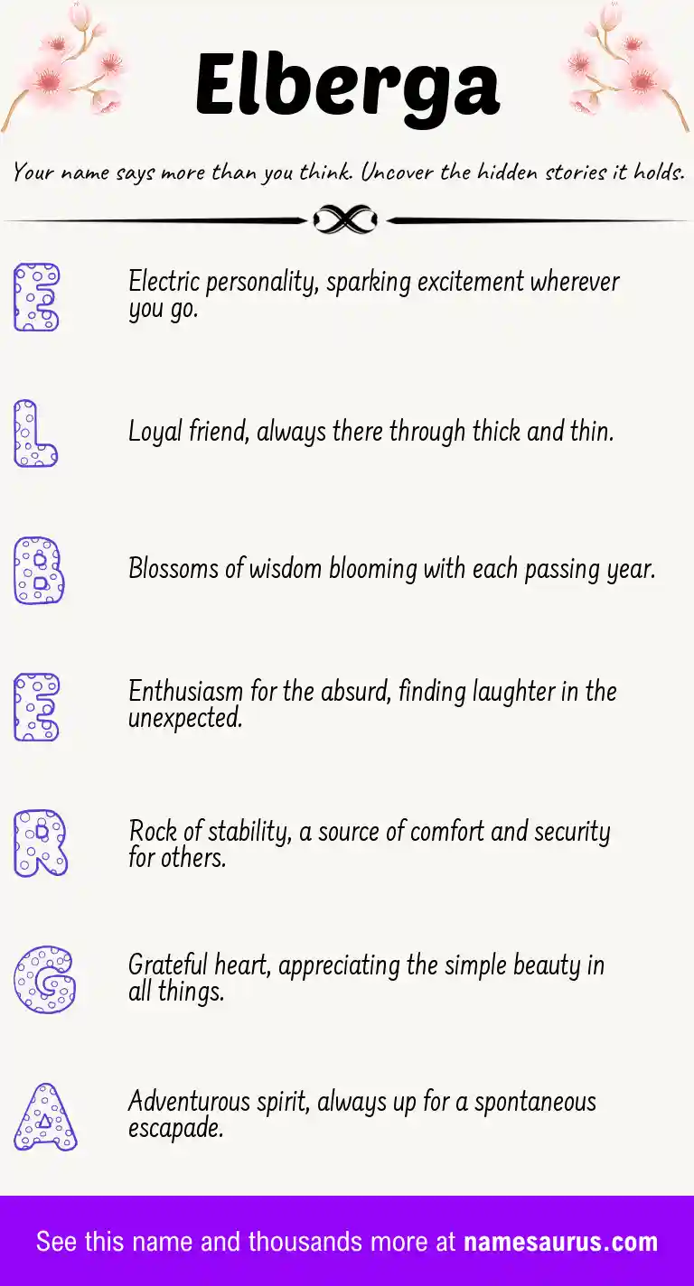 Acrostic poem about Elberga.