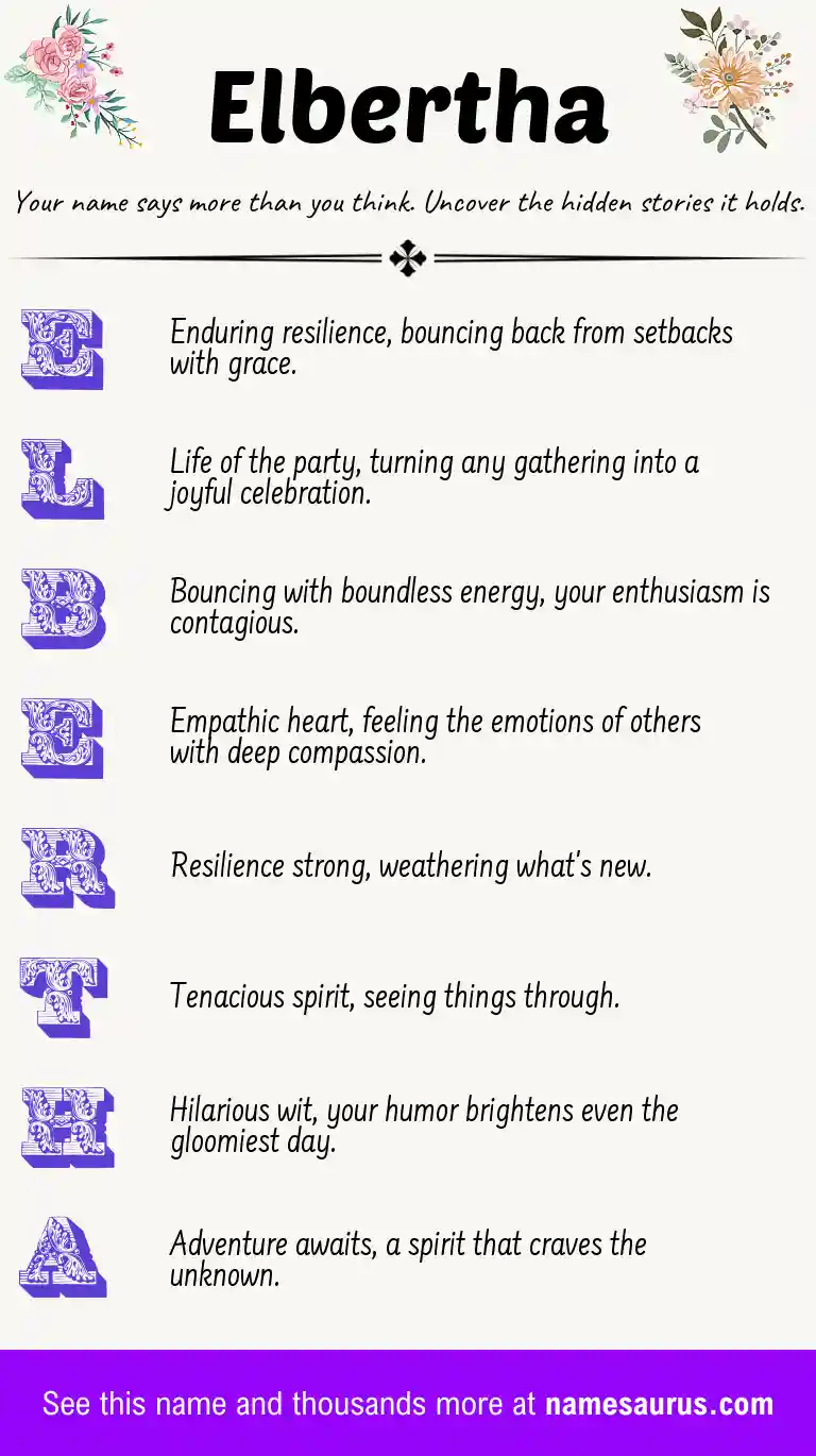 Acrostic poem about Elbertha.