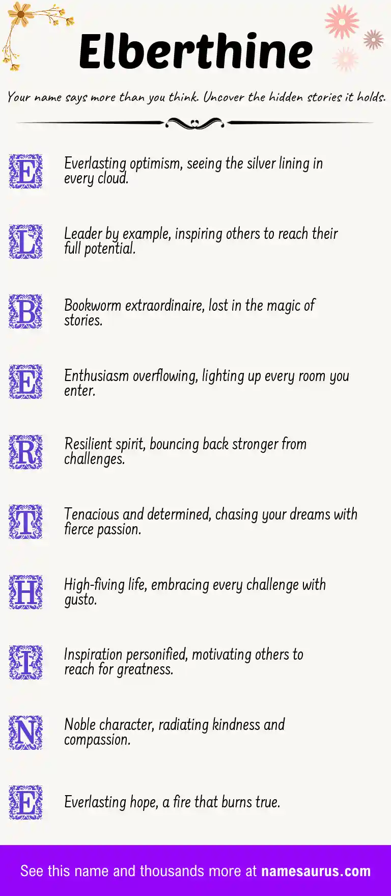 Acrostic poem about Elberthine.