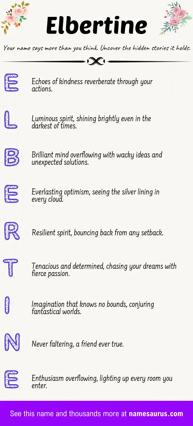 Acrostic poem about Elbertine.