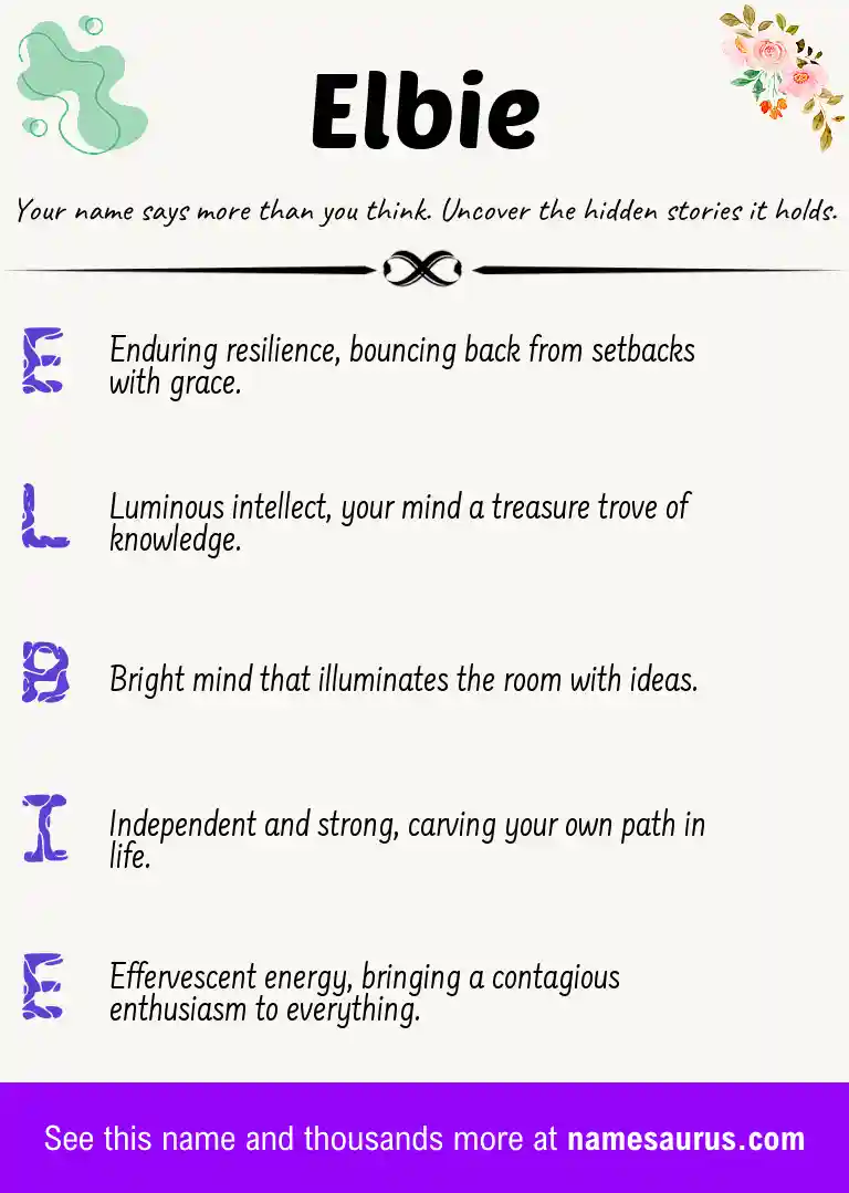 Acrostic poem about Elbie.